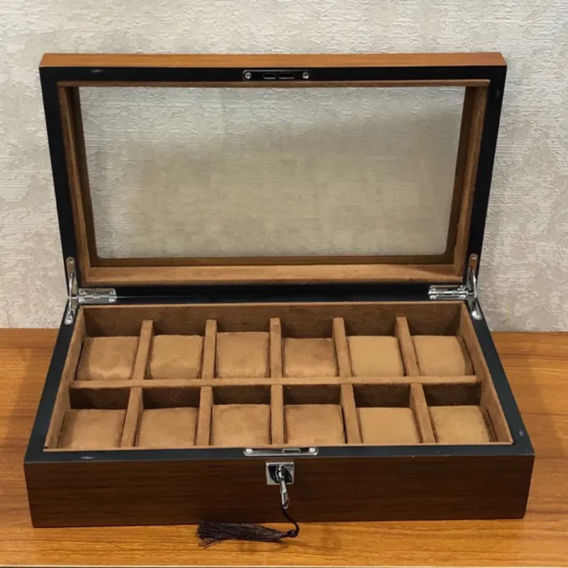 12 Slots New Coffee Wooden Watch Organizer Boxes And Gift Case